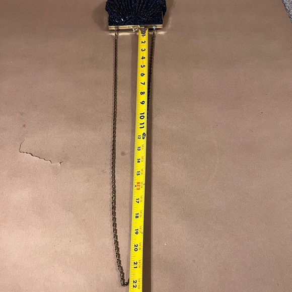 Vintage La Regale navy blue beaded evening bag converts to dressy clutch purse - Picture 9 of 9